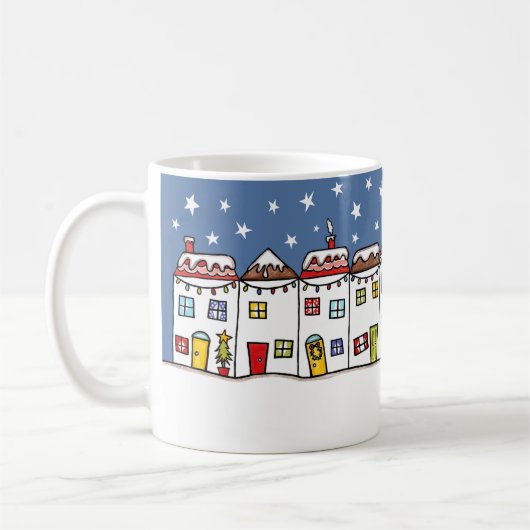 パーソナライズされたクリスマススノーシーンマグギフト コーヒーマグカップ (左)