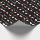 パーソナライズされたクリスマススポーツボールサンタ ラッピングペーパー (角)