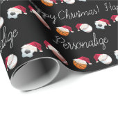 パーソナライズされたクリスマススポーツボールサンタ ラッピングペーパー (ロールコーナー)