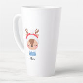 パーソナライズされたクリスマススリーピングトナカイ顔 カフェラテマグ (左アングル)
