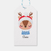 パーソナライズされたクリスマススリーピングトナカイ顔 ギフトタグ (裏面)