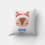 パーソナライズされたクリスマススリーピングトナカイ顔 クッション (裏面)