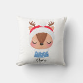 パーソナライズされたクリスマススリーピングトナカイ顔 クッション (正面)