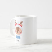 パーソナライズされたクリスマススリーピングトナカイ顔 コーヒーマグカップ (正面左)