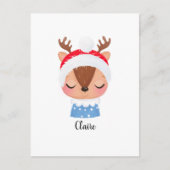 パーソナライズされたクリスマススリーピングトナカイ顔 ポストカード (正面)
