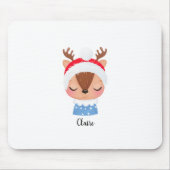 パーソナライズされたクリスマススリーピングトナカイ顔 マウスパッド (正面)