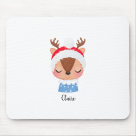 パーソナライズされたクリスマススリーピングトナカイ顔 マウスパッド