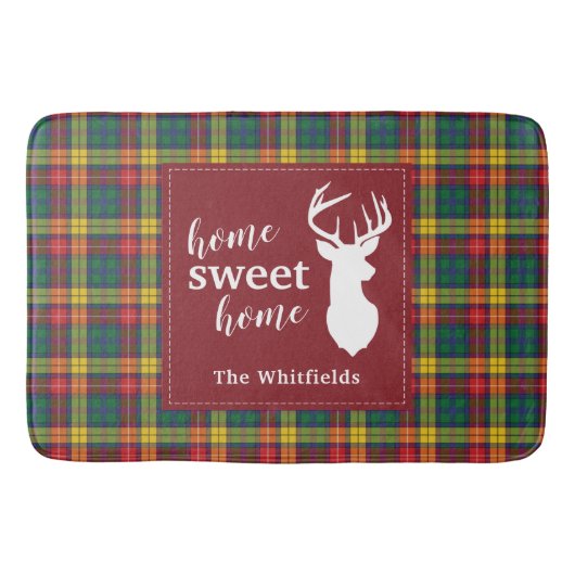 パーソナライズされたクリスマスタータンチェッククランブキャナン バスマット (正面)