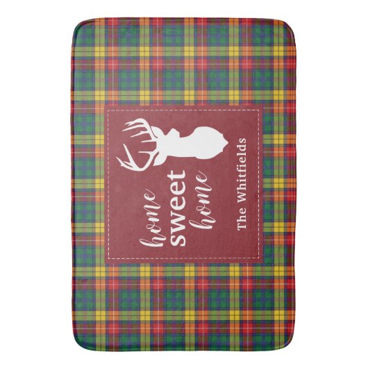 パーソナライズされたクリスマスタータンチェッククランブキャナン バスマット (正面縦)