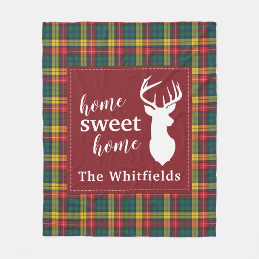 パーソナライズされたクリスマスタータンチェッククランブキャナン フリースブランケット (正面)