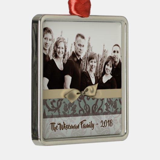 パーソナライズされたクリスマスダマスウィントPHOTOオーナメント メタルオーナメント (右)
