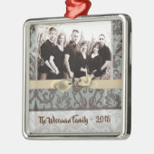 パーソナライズされたクリスマスダマスウィントPHOTOオーナメント メタルオーナメント (左)