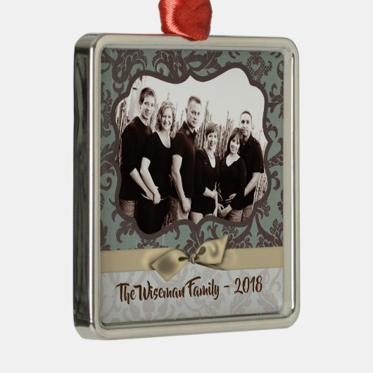 パーソナライズされたクリスマスダマスウィントPHOTOオーナメント メタルオーナメント (右)