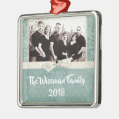 パーソナライズされたクリスマスダマスウィントPHOTOオーナメント メタルオーナメント (左)