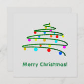 パーソナライズされたクリスマスツリーとオーナメントスケッチ シーズンカード (正面/裏面)