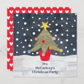 パーソナライズされたクリスマスツリーのクリスマス招待状 (正面/裏面)