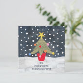 パーソナライズされたクリスマスツリーのクリスマス招待状 (スタンド正面)