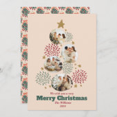 パーソナライズされたクリスマスツリーの家族の写真 シーズンカード (正面/裏面)