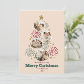 パーソナライズされたクリスマスツリーの家族の写真 シーズンカード (スタンド正面)