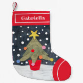 パーソナライズされたクリスマスツリークリスマスストッキング スモールクリスマスストッキング (正面)