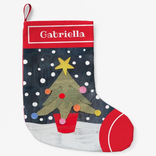 パーソナライズされたクリスマスツリークリスマスストッキング スモールクリスマスストッキング (正面)