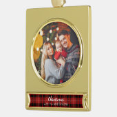 パーソナライズされたクリスマスツリーゴールデンオーナメント ゴールドプレートバナーオーナメント (左)