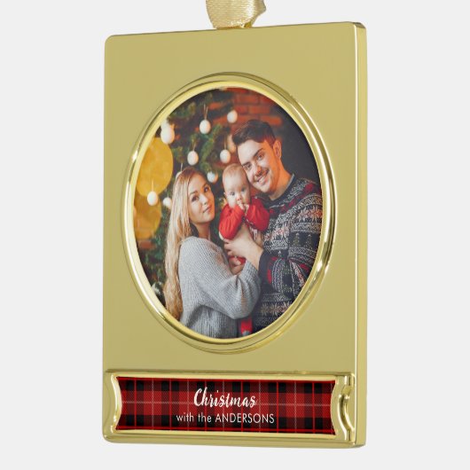 パーソナライズされたクリスマスツリーゴールデンオーナメント ゴールドプレートバナーオーナメント (左)