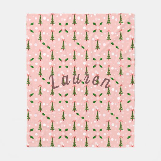 パーソナライズされたクリスマスツリーフリースブランケット フリースブランケット (正面)
