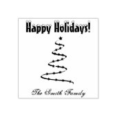 パーソナライズされたクリスマスツリーホリデーファミリー ラバースタンプ (インプリント)