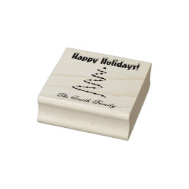 パーソナライズされたクリスマスツリーホリデーファミリー ラバースタンプ