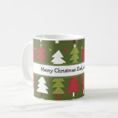 パーソナライズされたクリスマスツリー赤と緑 コーヒーマグカップ (正面左)