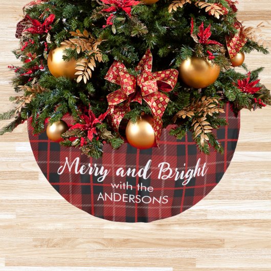 パーソナライズされたクリスマスツリー赤スカート ブラッシュドポリエステルツリースカート