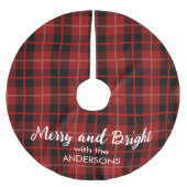 パーソナライズされたクリスマスツリー赤スカート ブラッシュドポリエステルツリースカート (正面)