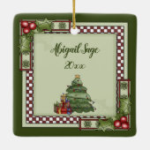 パーソナライズされたクリスマスツリー、ギフト楽しいクリスマス セラミックオーナメント (裏面)