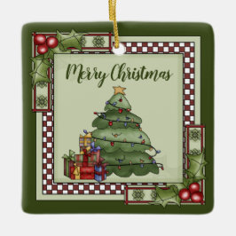 パーソナライズされたクリスマスツリー、ギフト楽しいクリスマス セラミックオーナメント