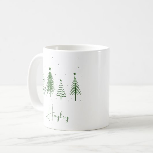 パーソナライズされたクリスマスツリー コーヒーマグカップ (正面左)