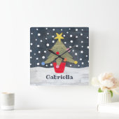 パーソナライズされたクリスマスツリー スクエア壁時計 (ホーム)