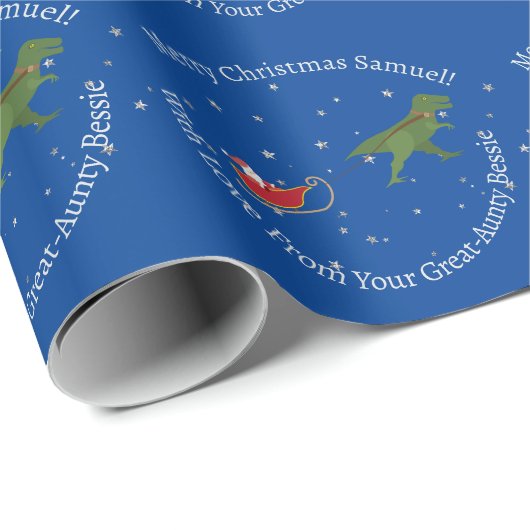 パーソナライズされたクリスマスディノスリ描ー ラッピングペーパー (ロールコーナー)