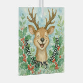 パーソナライズされたクリスマストナカイオーナメント ガラスオーナメント (正面右)