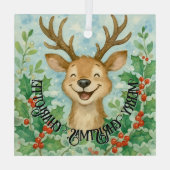 パーソナライズされたクリスマストナカイオーナメント ガラスオーナメント (裏面)