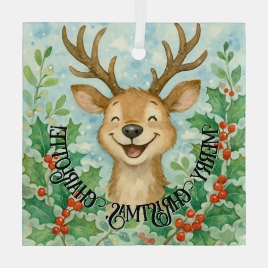 パーソナライズされたクリスマストナカイオーナメント ガラスオーナメント (裏面)
