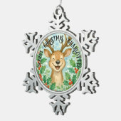 パーソナライズされたクリスマストナカイオーナメント スノーフレークピューターオーナメント (右)