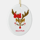 パーソナライズされたクリスマストナカイ顔 セラミックオーナメント (右)