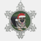 パーソナライズされたクリスマスドイツの羊飼いオーナメント スノーフレークピューターオーナメント (正面)