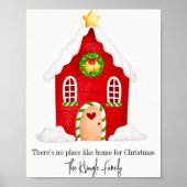 パーソナライズされたクリスマスハウスファミリーネームアートプリント ポスター (正面)