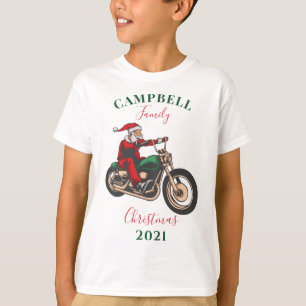 パーソナライズされたクリスマスバイクのファミリーマッチング Tシャツ