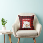 パーソナライズされたクリスマスバッファロープレイドポーラーベア クッション (椅子)