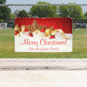 パーソナライズされたクリスマスバナーレッド金ゴールドスター 横断幕 (インサイチュ)