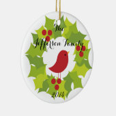 パーソナライズされたクリスマスバレスホリーファミリーオーナメント セラミックオーナメント (右)