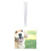 パーソナライズされたクリスマスバーク犬をテーマ キューブオーナメント (右)